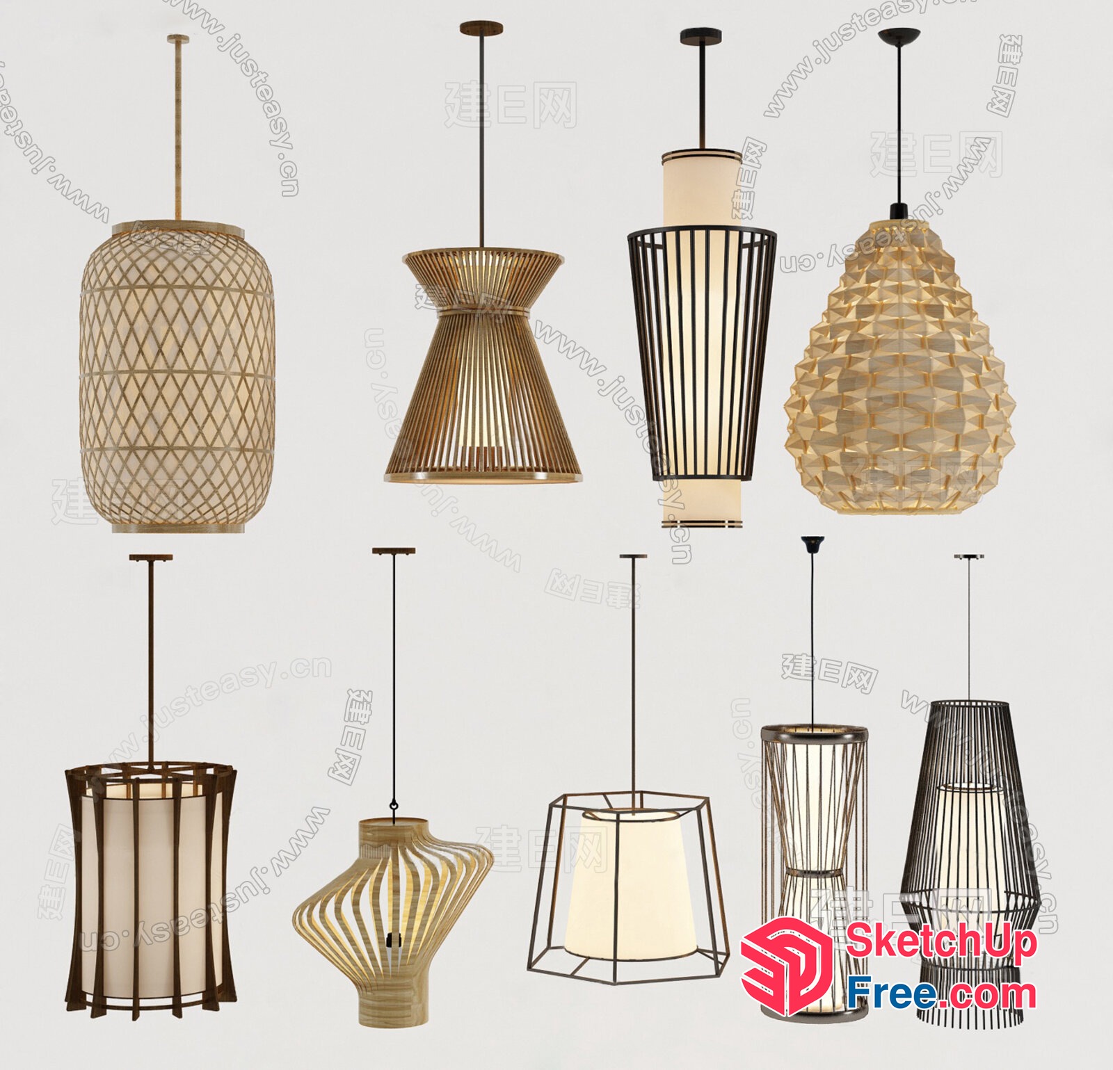 Elegant Hanging Lighting Fixtures Collection 3D SketchUp File