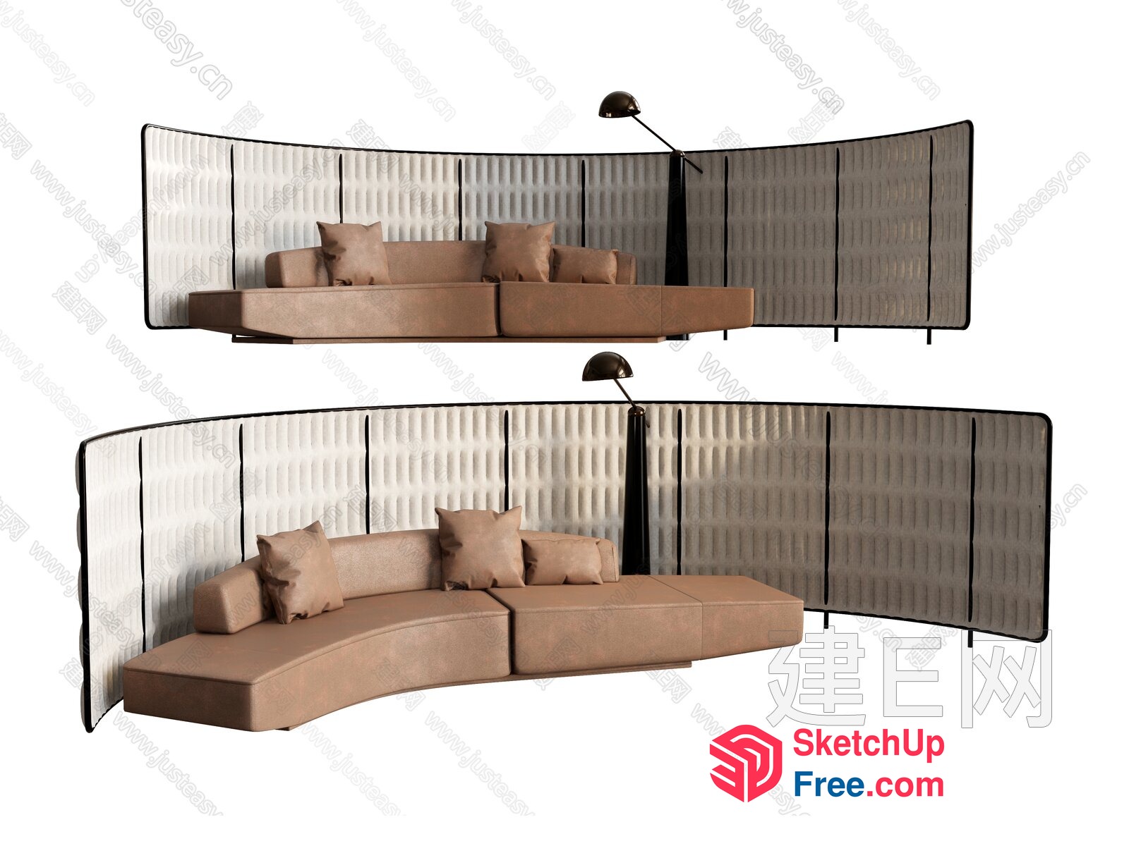 Modern Partition Screen And Sofa Furniture 3D SketchUp File