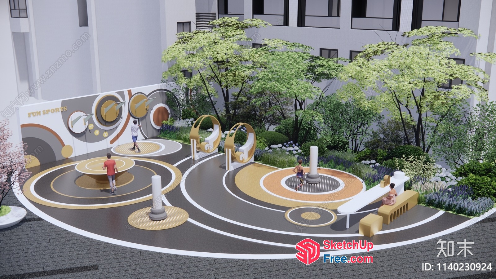 Modern Outdoor Playground With Unique Play Equipment 3D SketchUp File