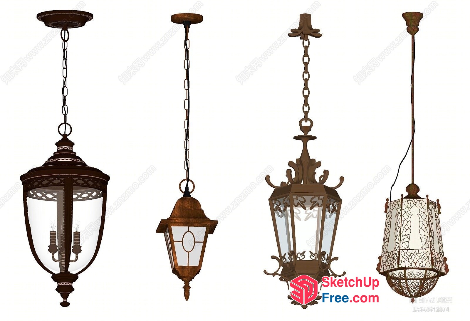 Ornate Hanging Light Fixtures 3D SketchUp File