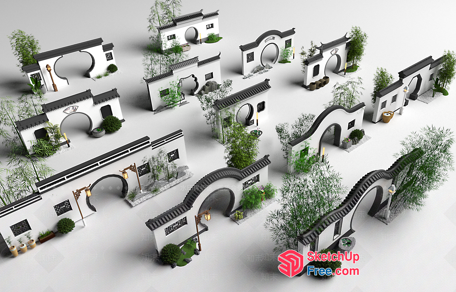Traditional Chinese Architecture Scene 3D SketchUp File