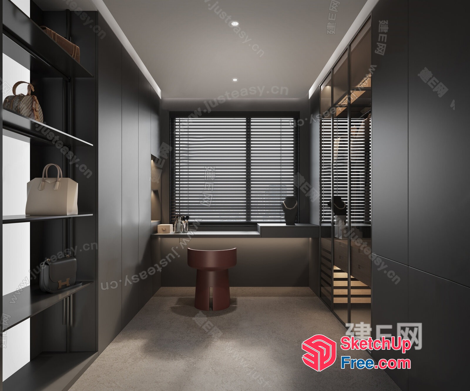 Modern Minimalist Jewelry Display Room 3D SketchUp File