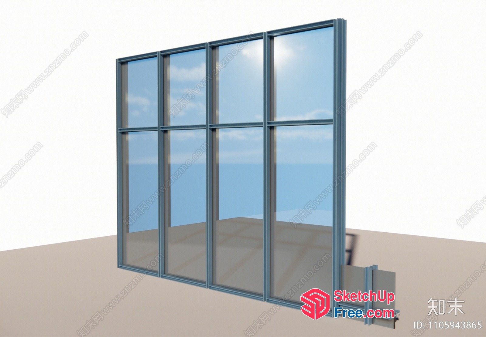 Glass Curtain Wall With Blue Sky View 3D SketchUp File