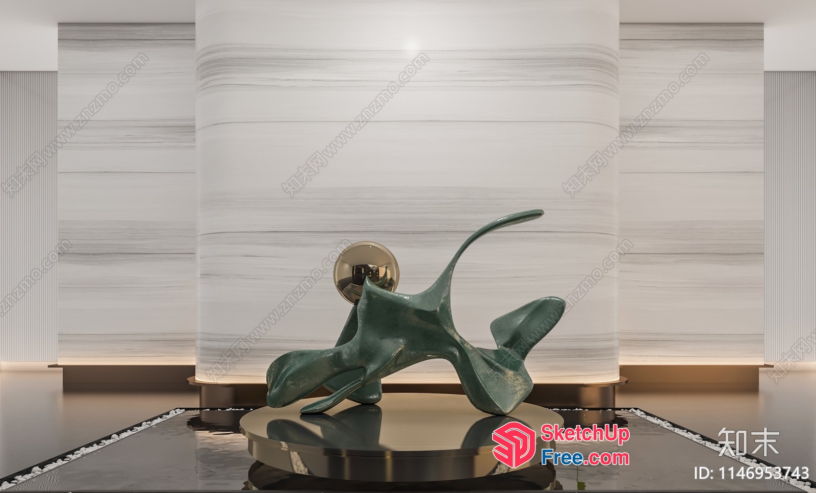 Sculpture Of A Leaping Animal 3D SketchUp File