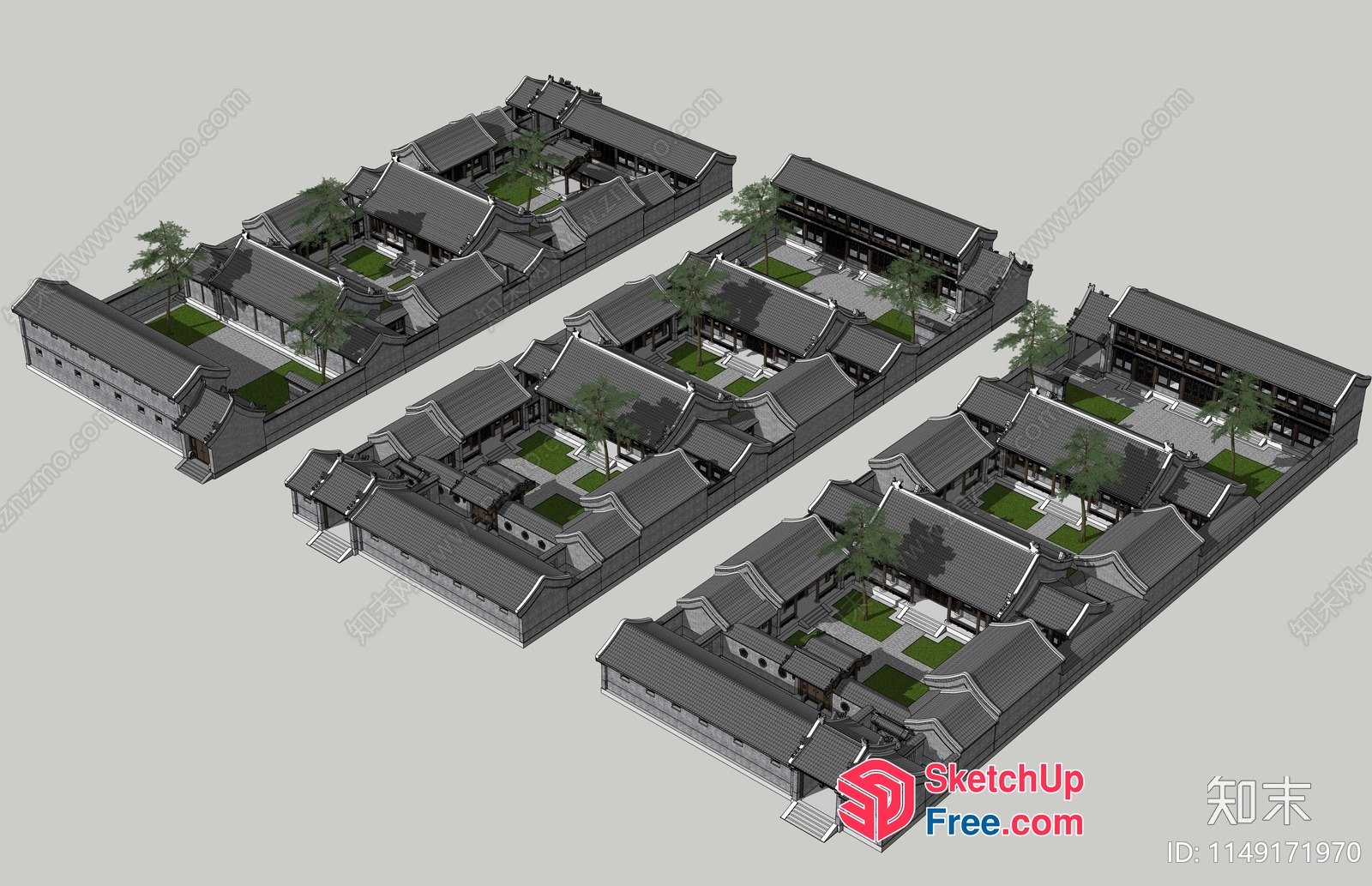 Traditional Asian-Inspired Building Layout 3D SketchUp File