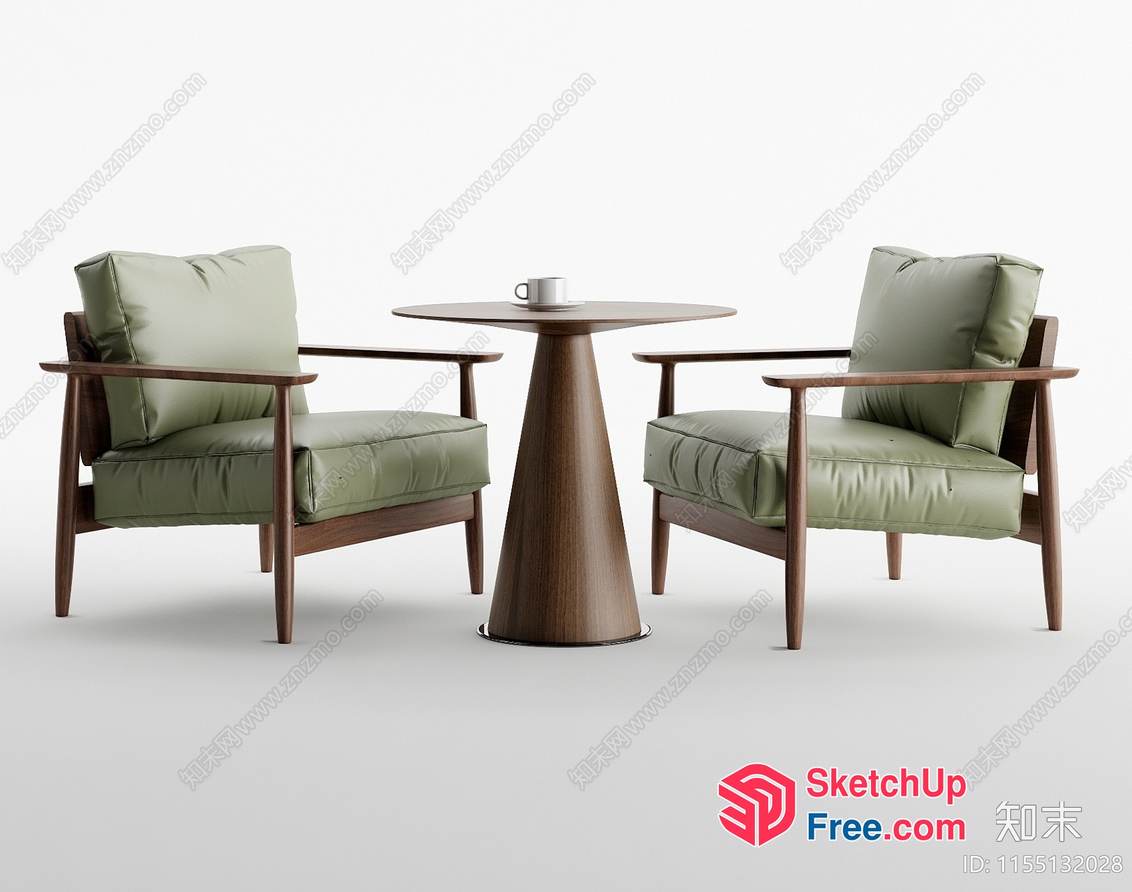 Two Armchairs And A Round Table 3D SketchUp File