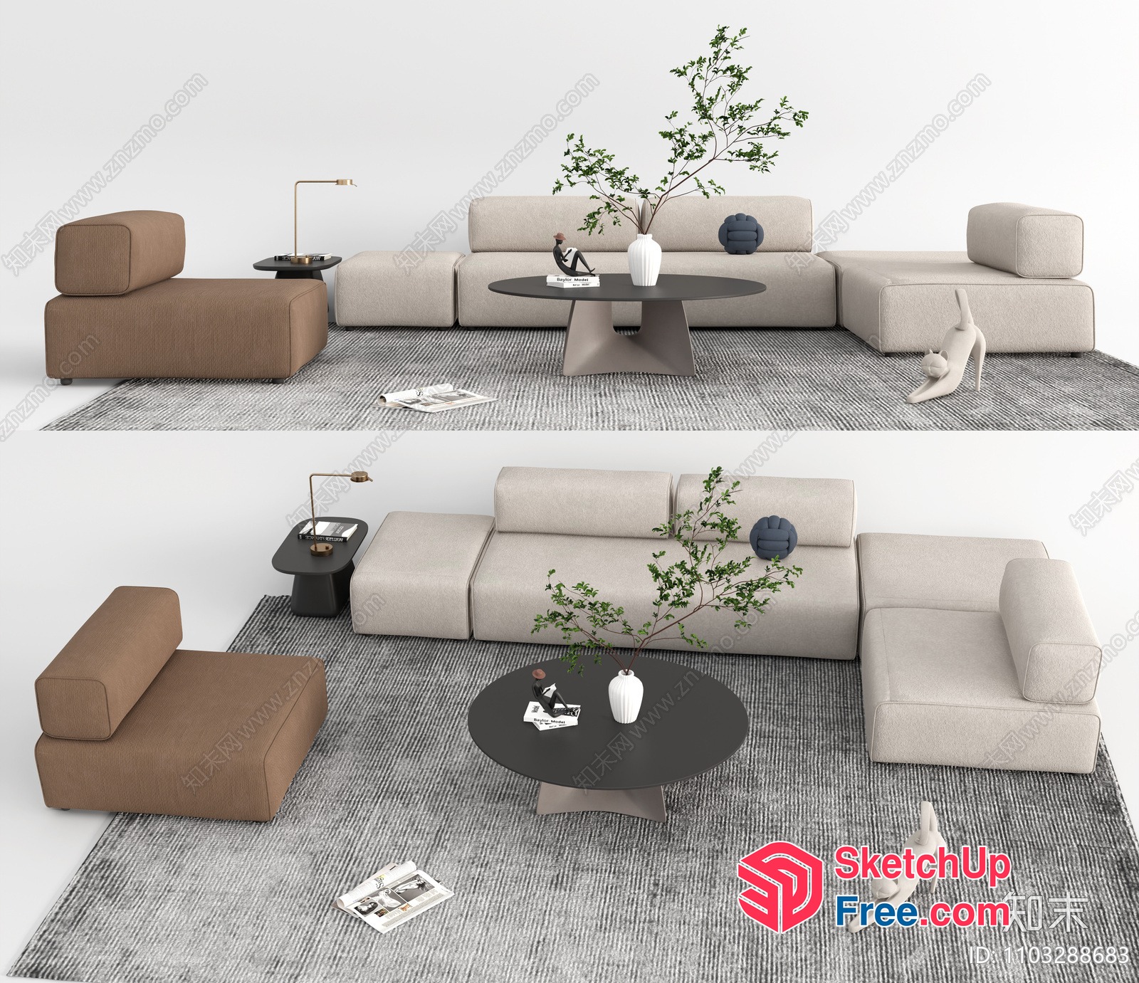 Modern Minimalist Living Room Decor 3D SketchUp File