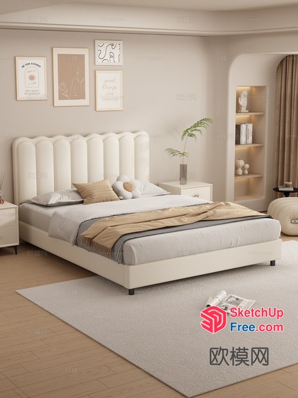 Modern Minimalist Japanese Style Bedroom Interior 3D SketchUp File
