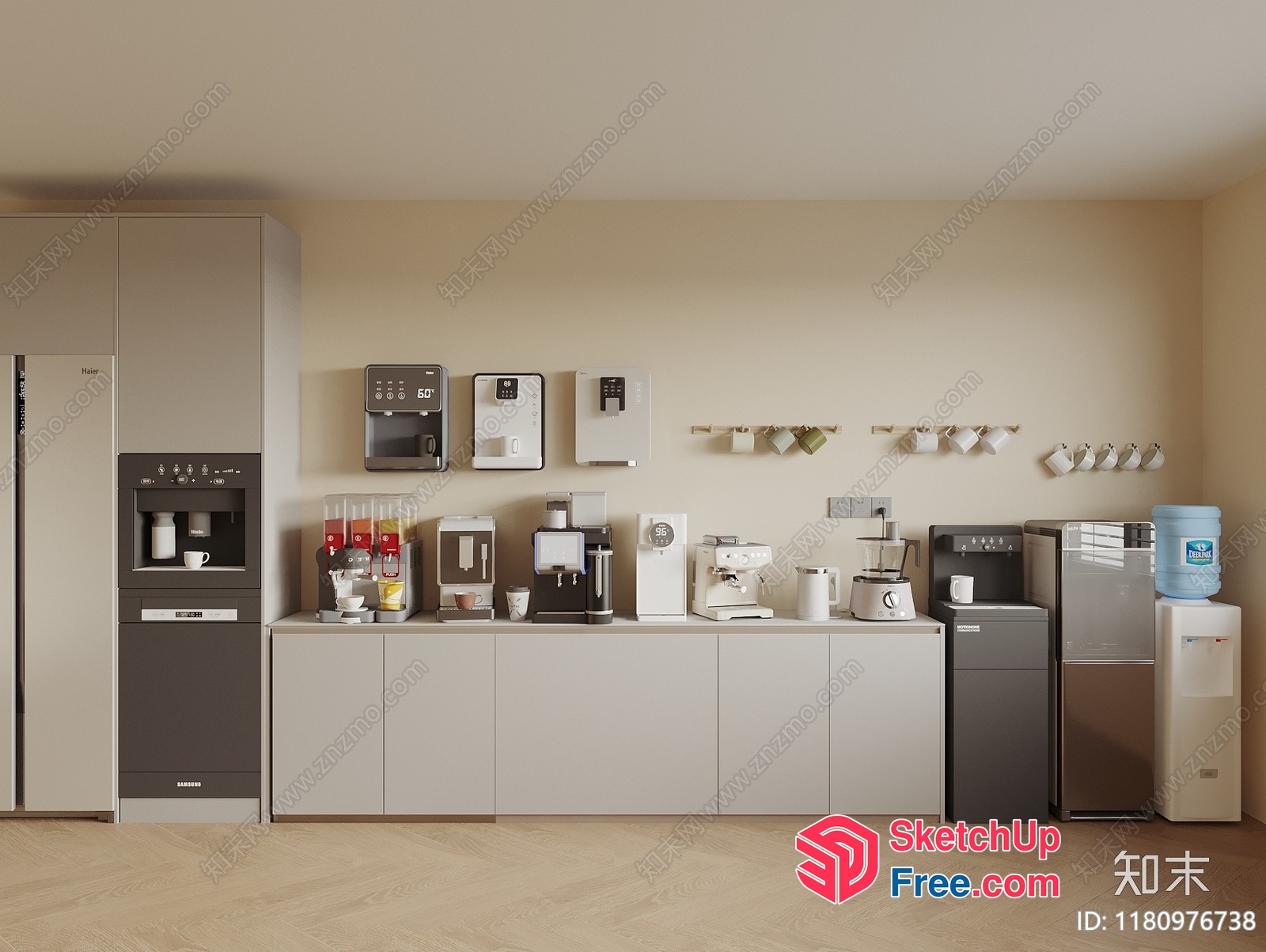 Coffee And Beverage Station In Modern Office Space 3D SketchUp File