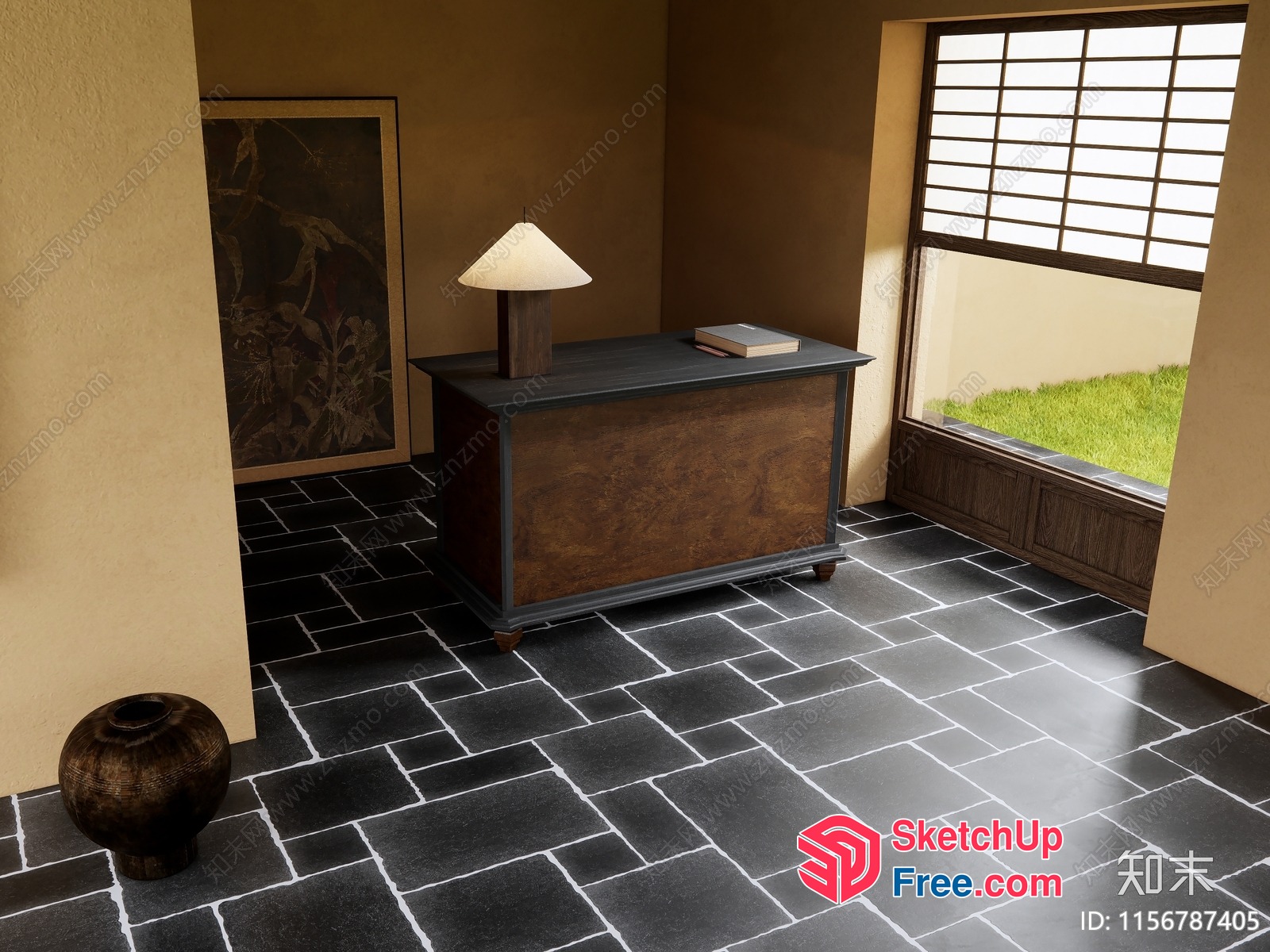 Japanese Style Interior With Wabi-Sabi Decor 3D SketchUp File