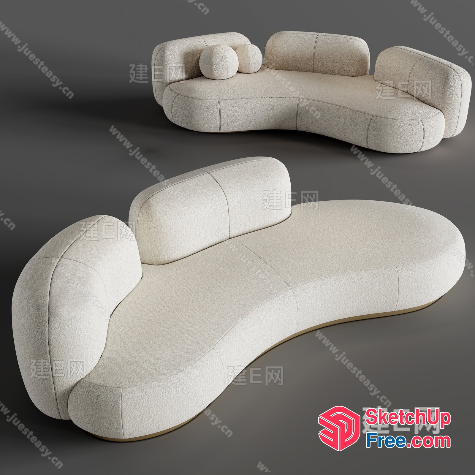 Elegant Curved Sofa Set 3D SketchUp File