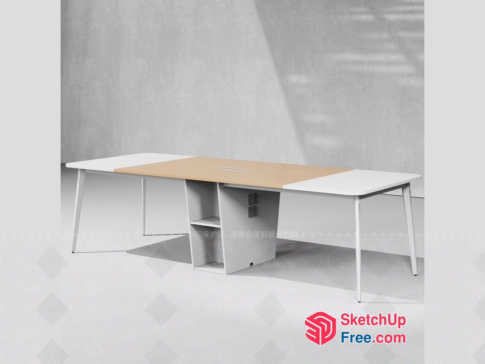 Modern Office Desk With Storage And Shelving 3D SketchUp File