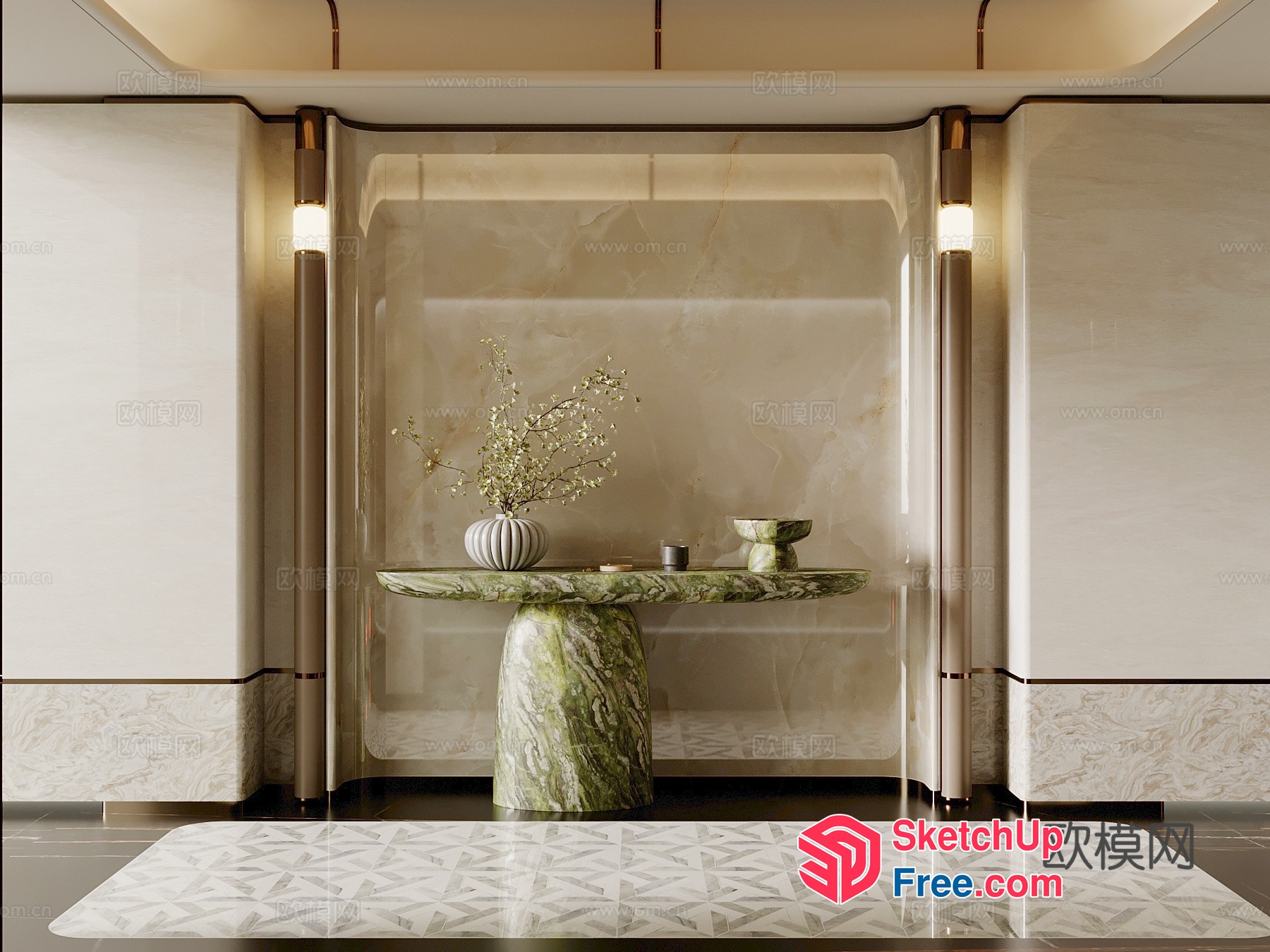 Elegant Modern Marble Interior Design 3D SketchUp File