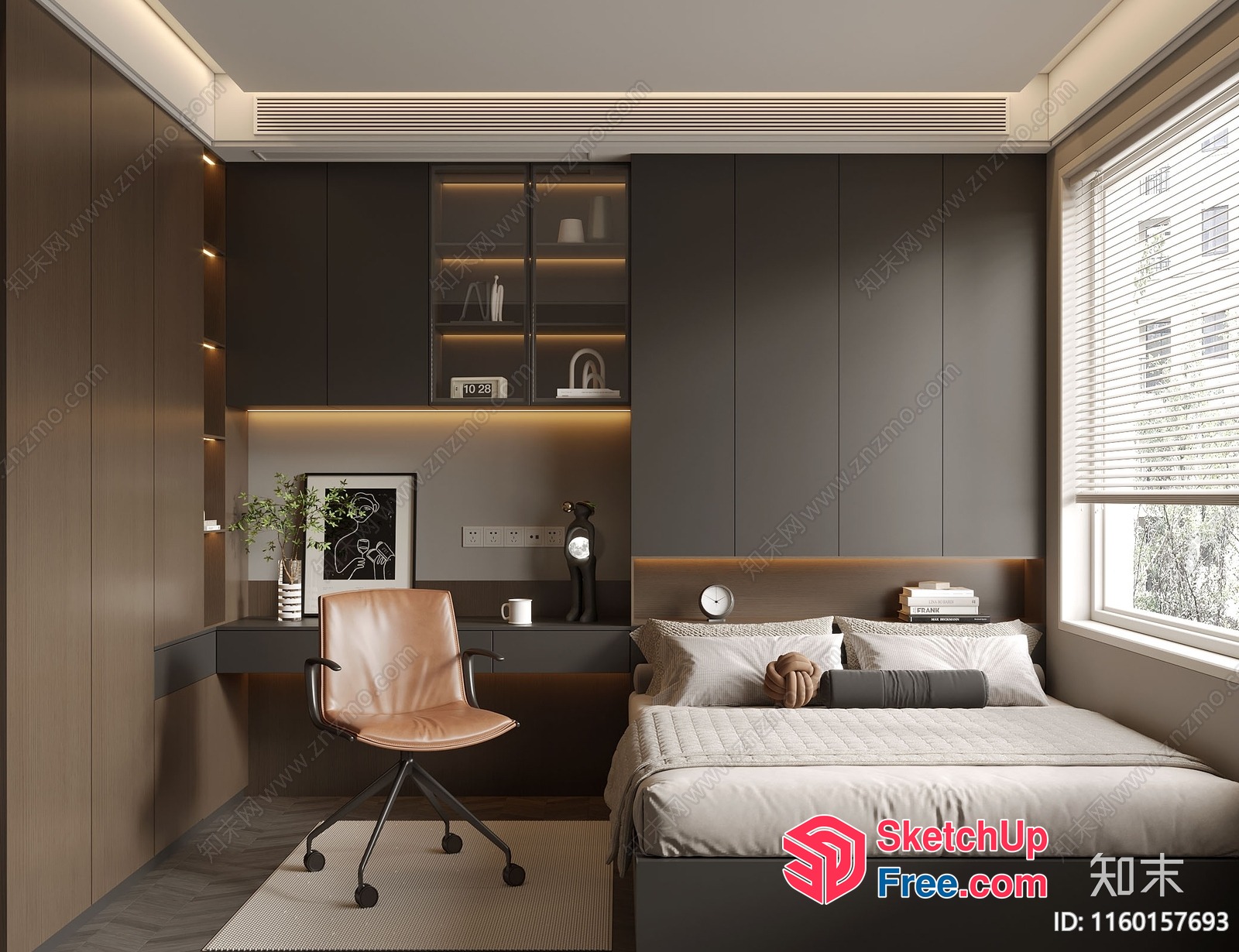 Modern Minimalist Bedroom Interior With Natural Light 3D SketchUp File