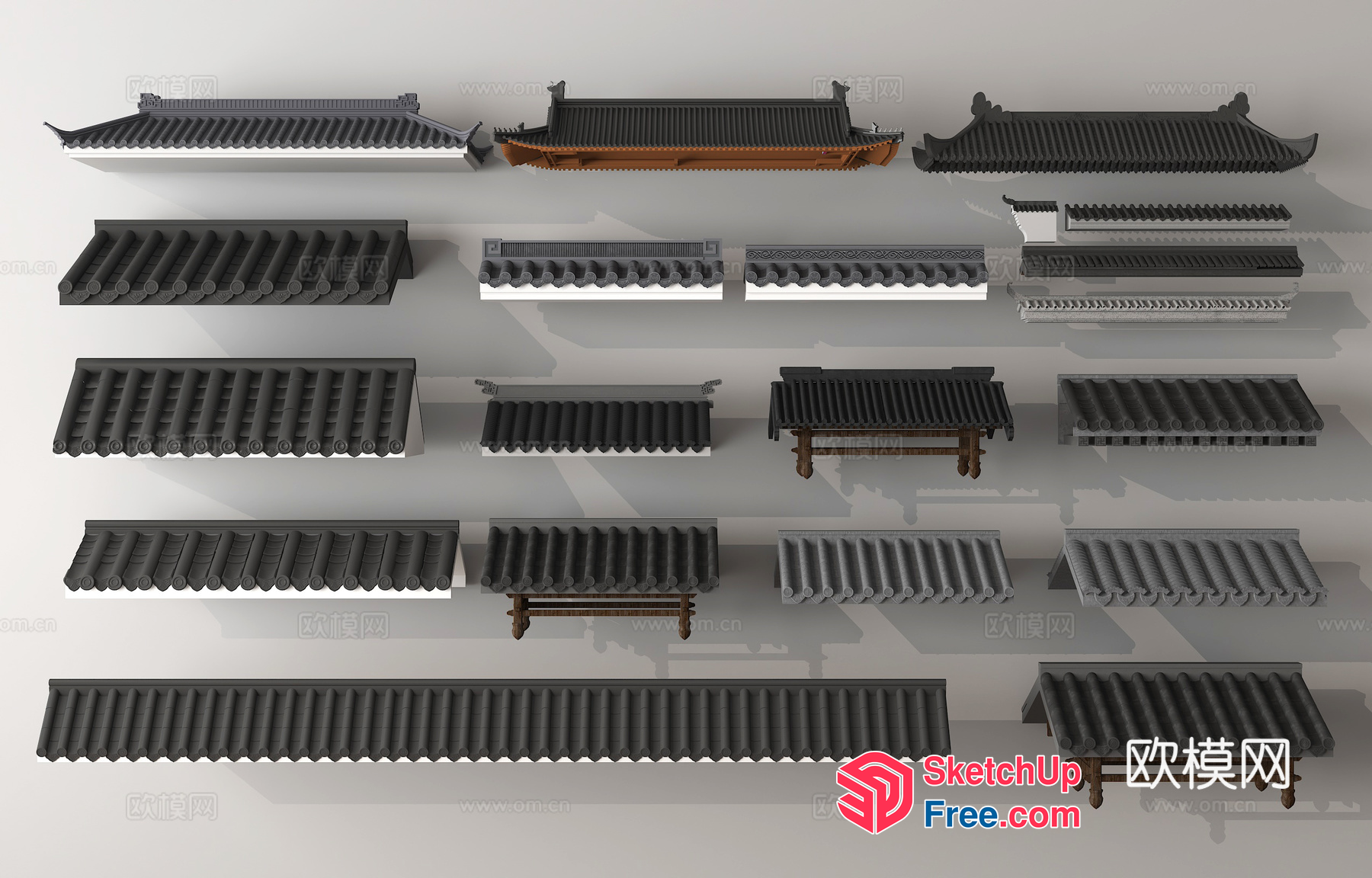 Traditional Japanese Roof Synthesis Collection 3D SketchUp File
