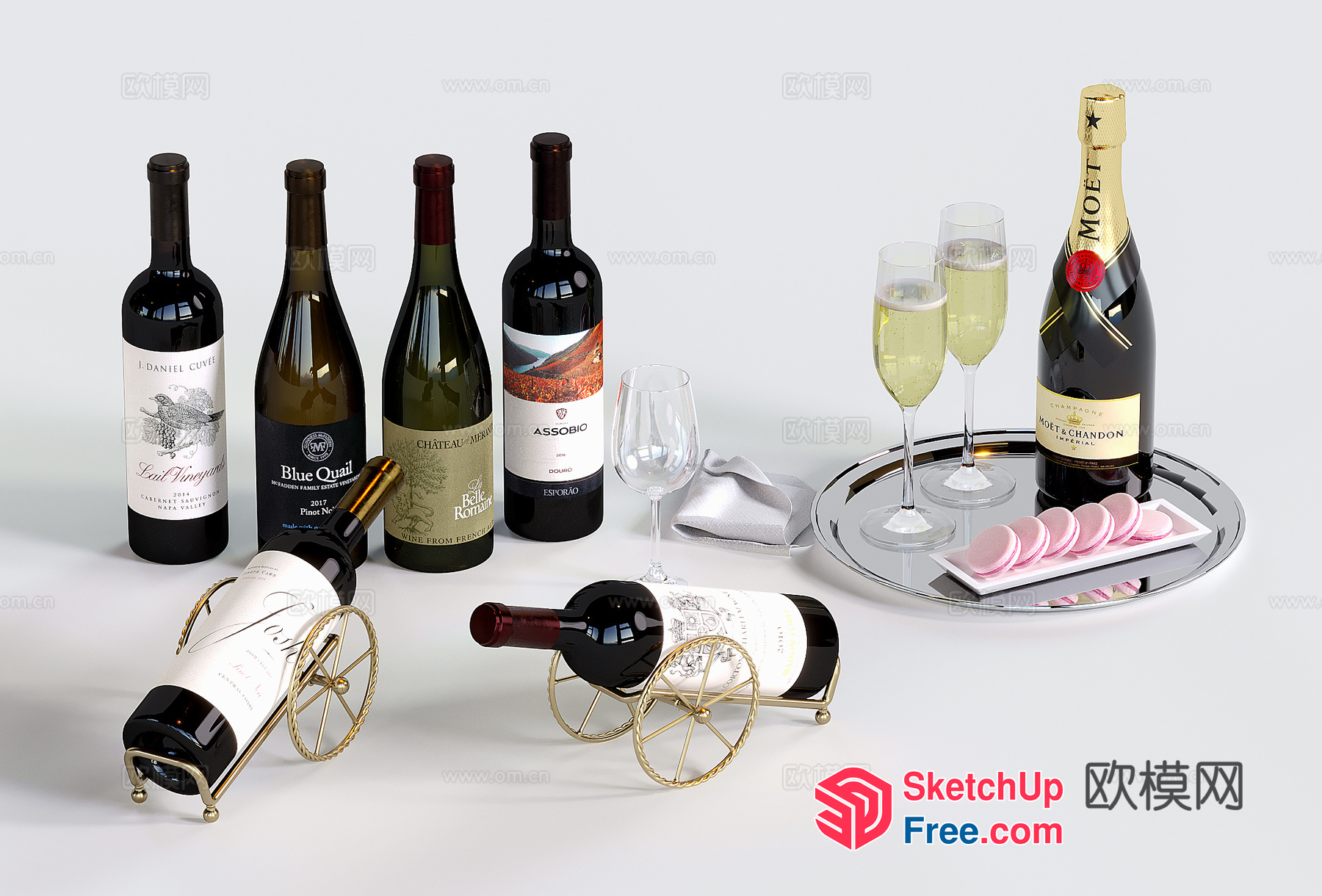 Wine Bottles And Accessories Collection 3D SketchUp File