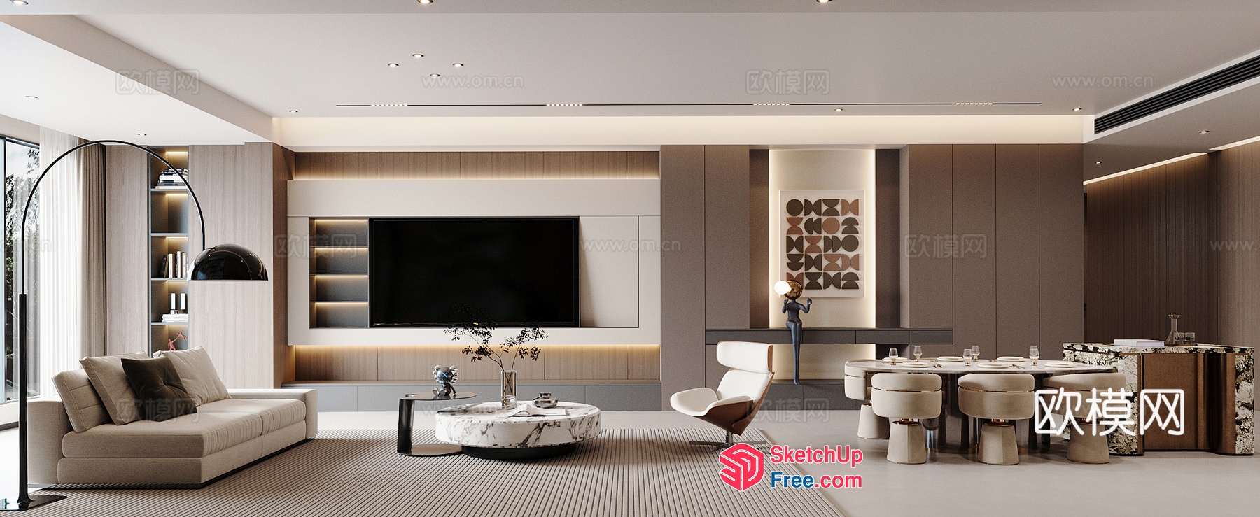 Elegant Modern Living Room Interior 3D SketchUp File