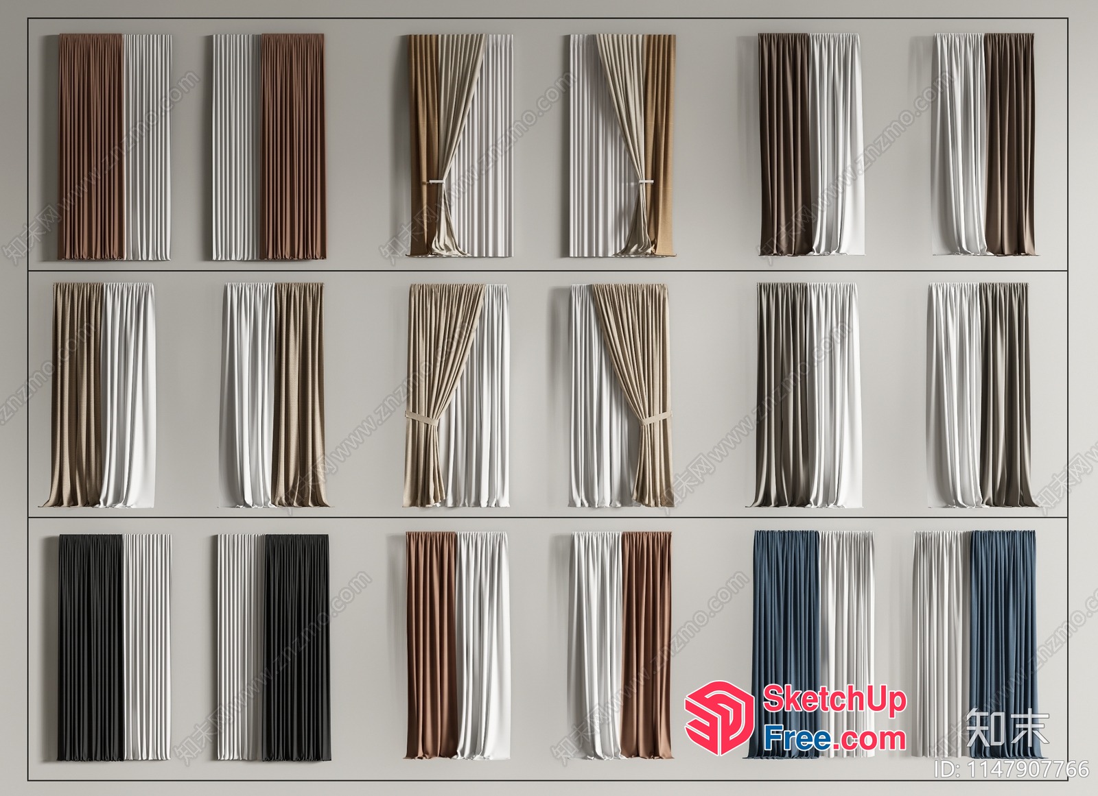 Various Curtain Styles 3D SketchUp File