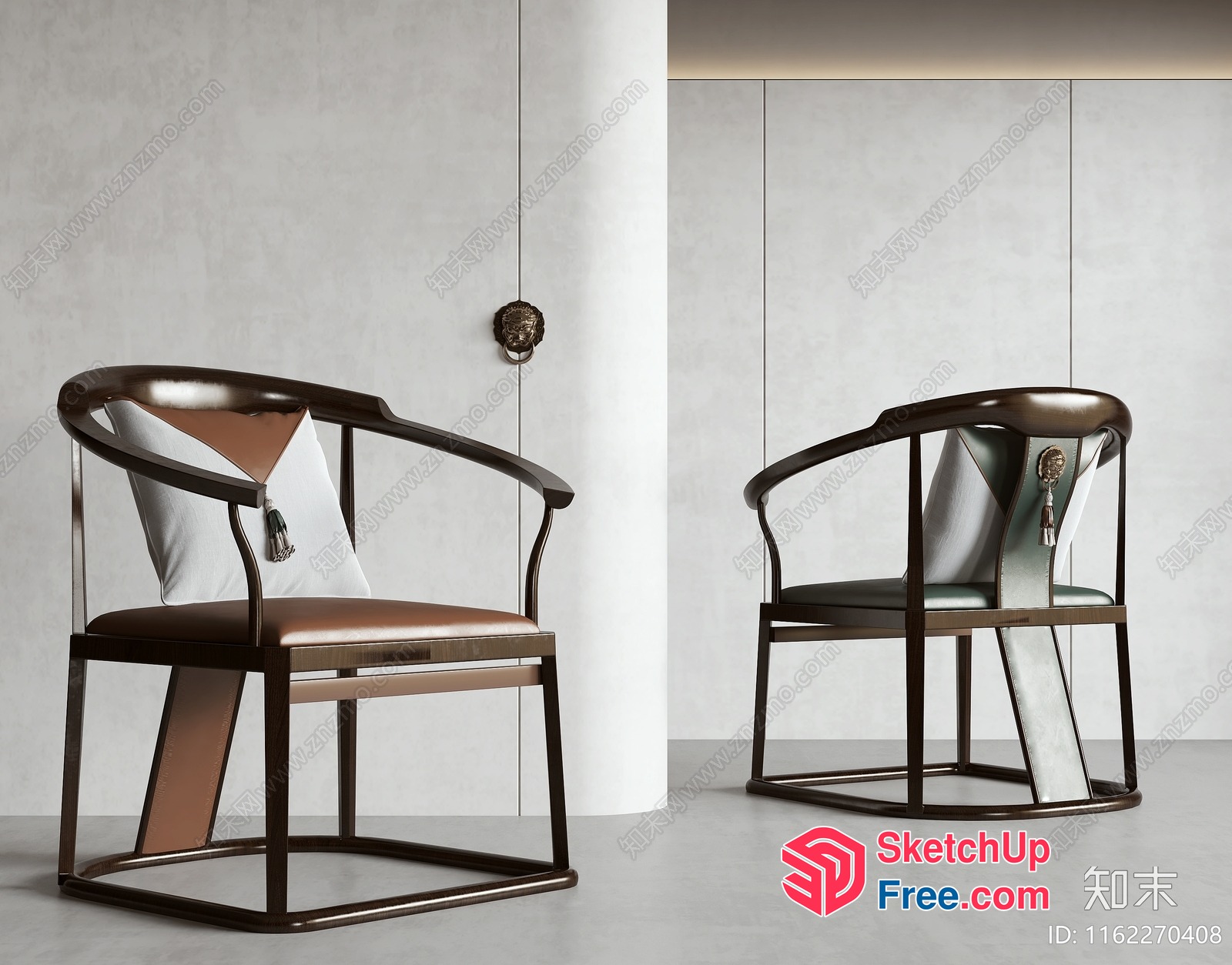 Elegant Modern Minimalist Armchair With Metal Frame 3D SketchUp File