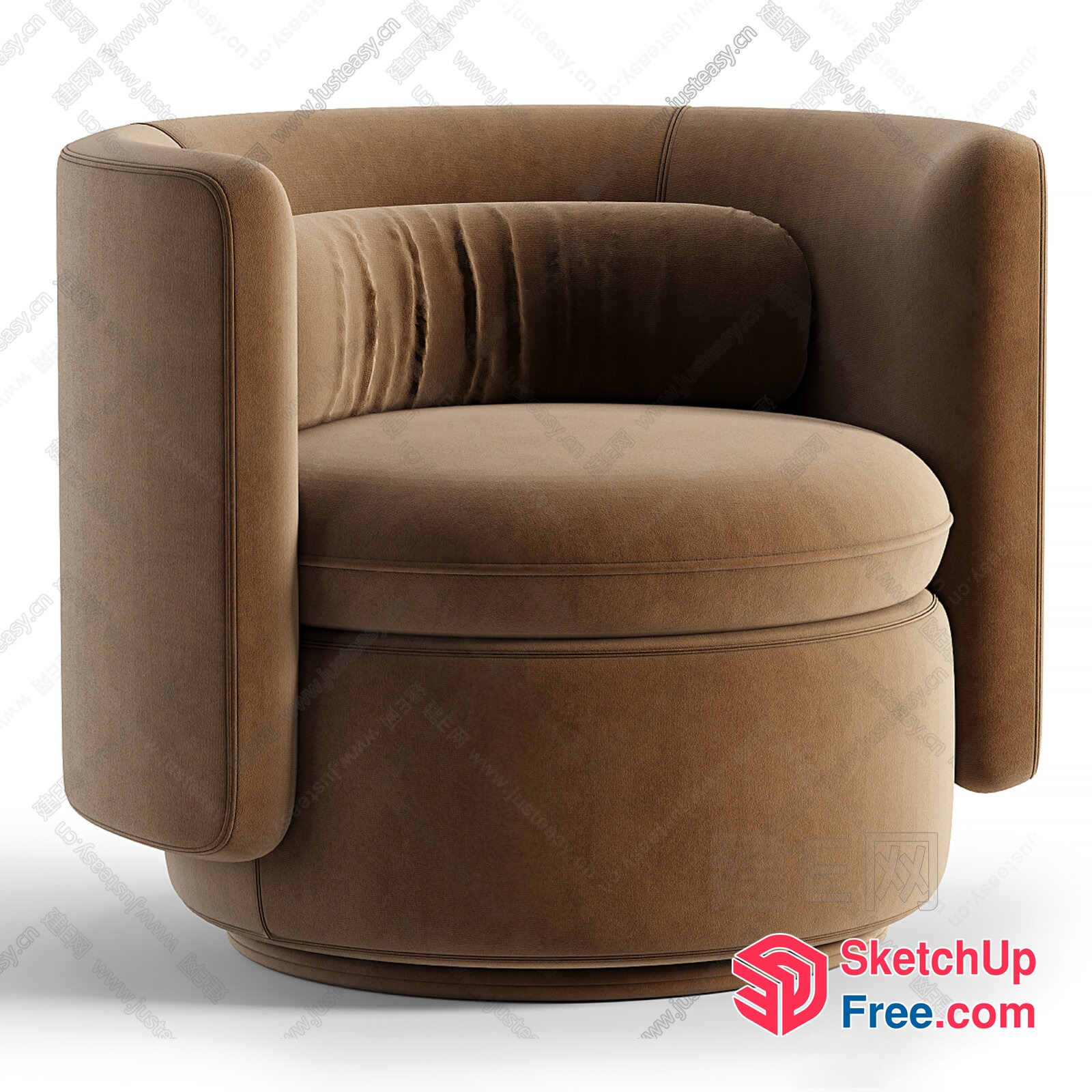 Beige Swivel Chair With Rounded Back And Armrests 3D SketchUp File