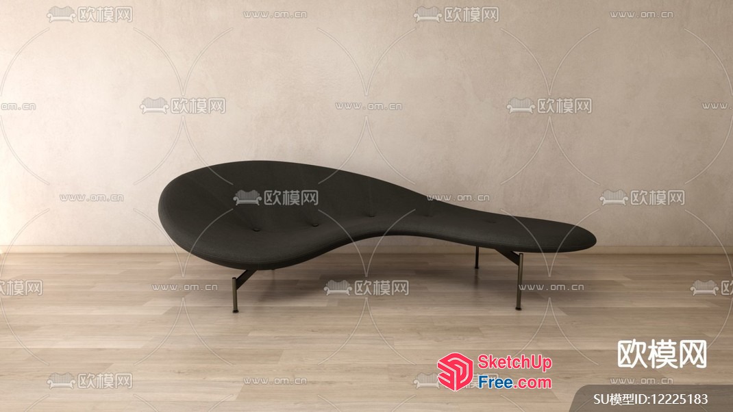 Modern Black Sofa With Sleek Design And Minimalist Legs 3D SketchUp File