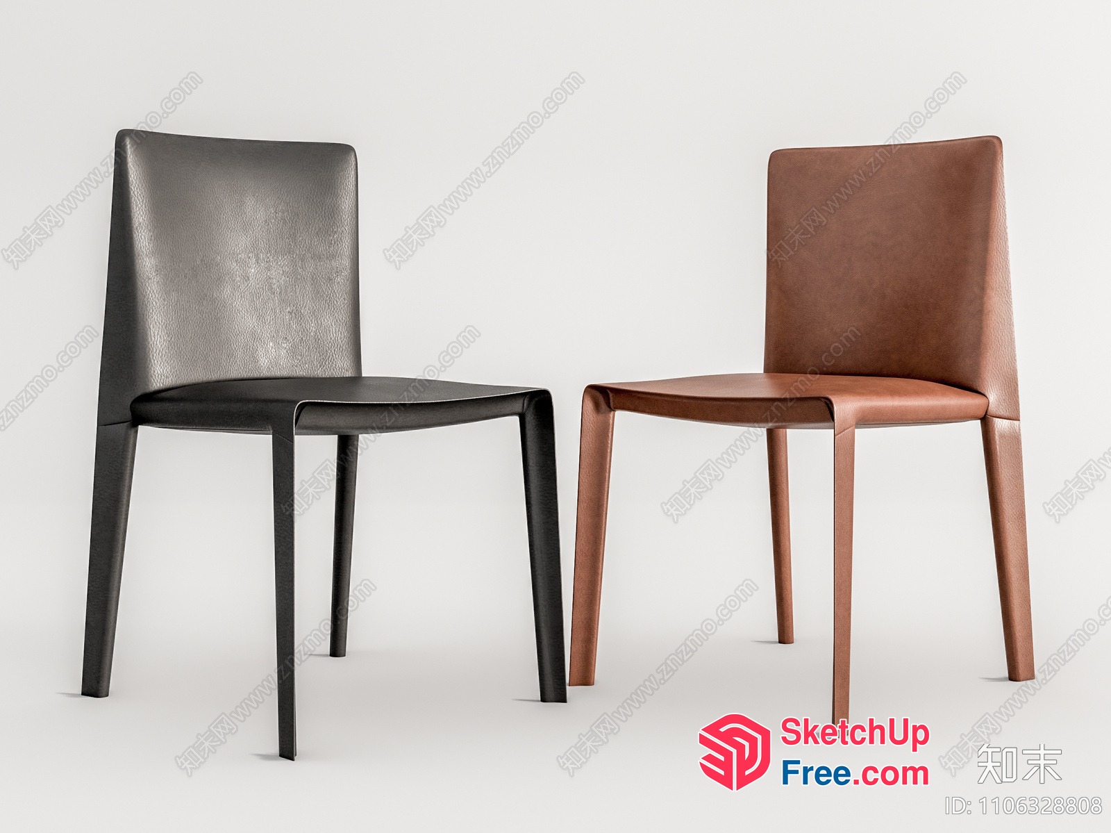 Elegant Chairs With Leather Upholstery 3D SketchUp File