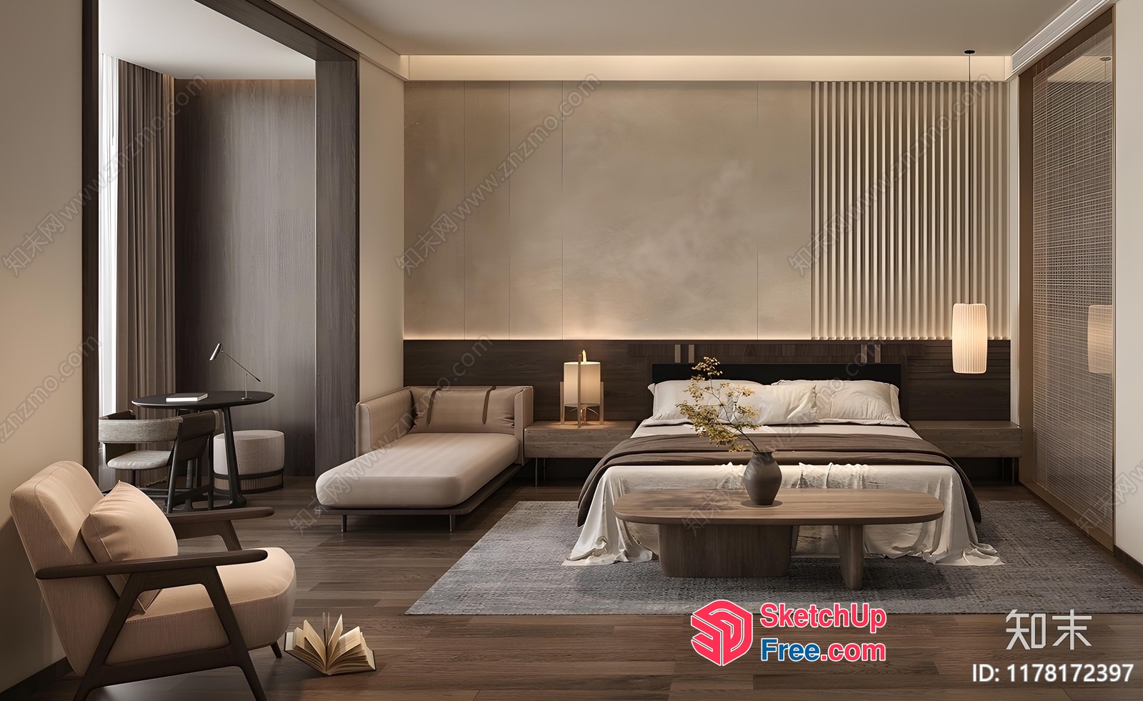 Modern Minimalist Bedroom Interior 3D SketchUp File
