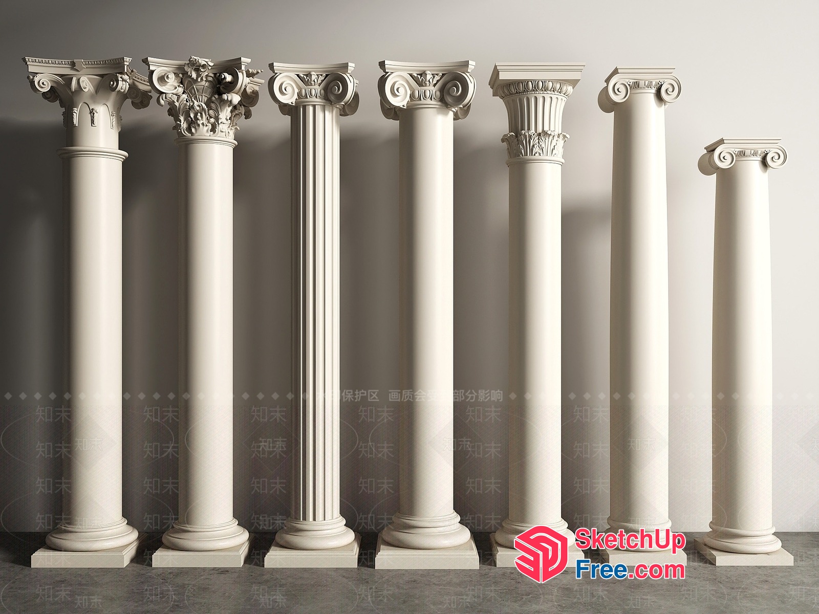 Ornate Pillar Collection 3D SketchUp File