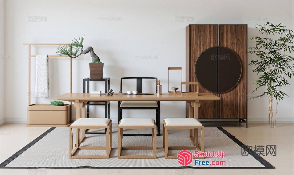 Minimalist Japanese Style Living Room 3D SketchUp File