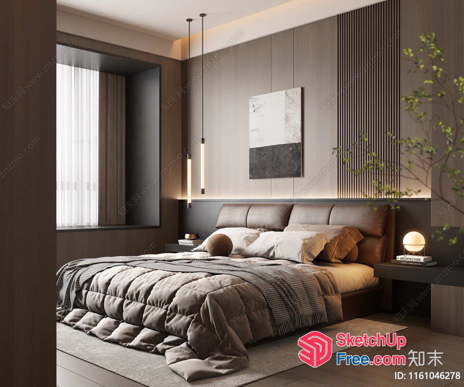 Modern Minimalist Bedroom Interior 3D SketchUp File