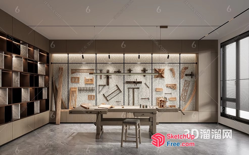 Modern Minimalist Workspace With Sleek Furniture 3D SketchUp File
