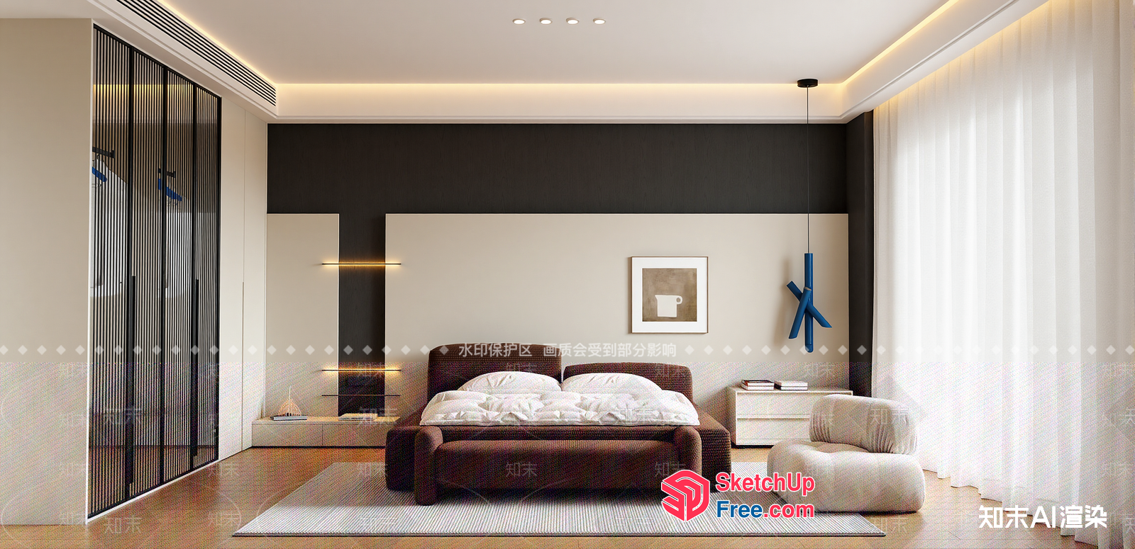 Modern Minimalist Bedroom Interior 3D SketchUp File