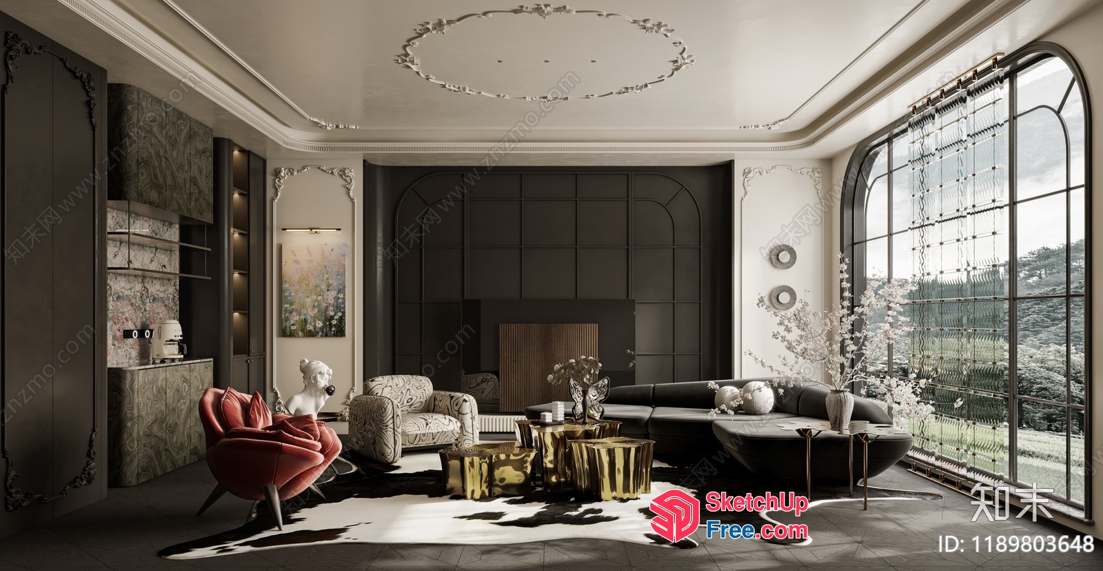 Classic Living Room With European Style And Modern Furniture 3D SketchUp File