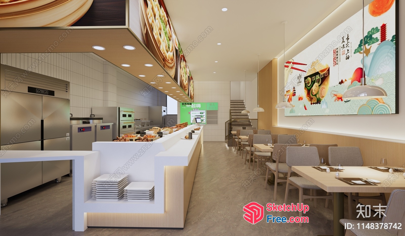 Modern Commercial Restaurant Interior Design 3D SketchUp File