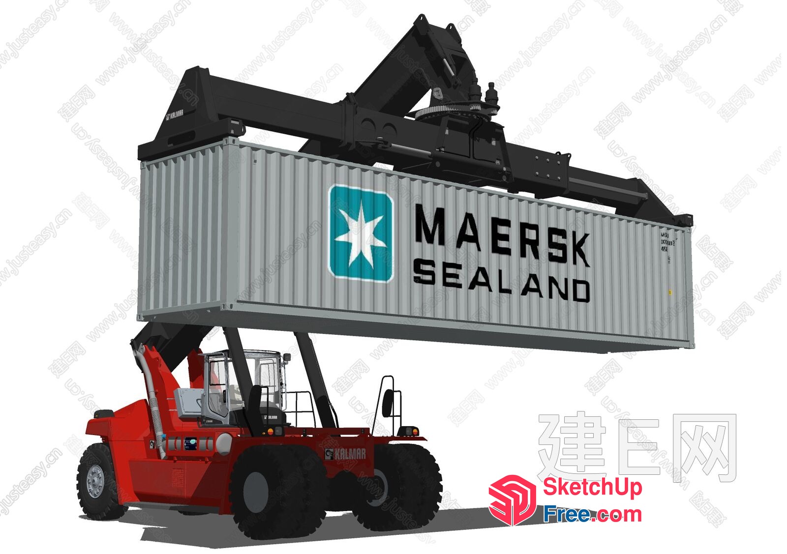 Shipping Container With Crane And Maersk Sealand Logo 3D SketchUp File
