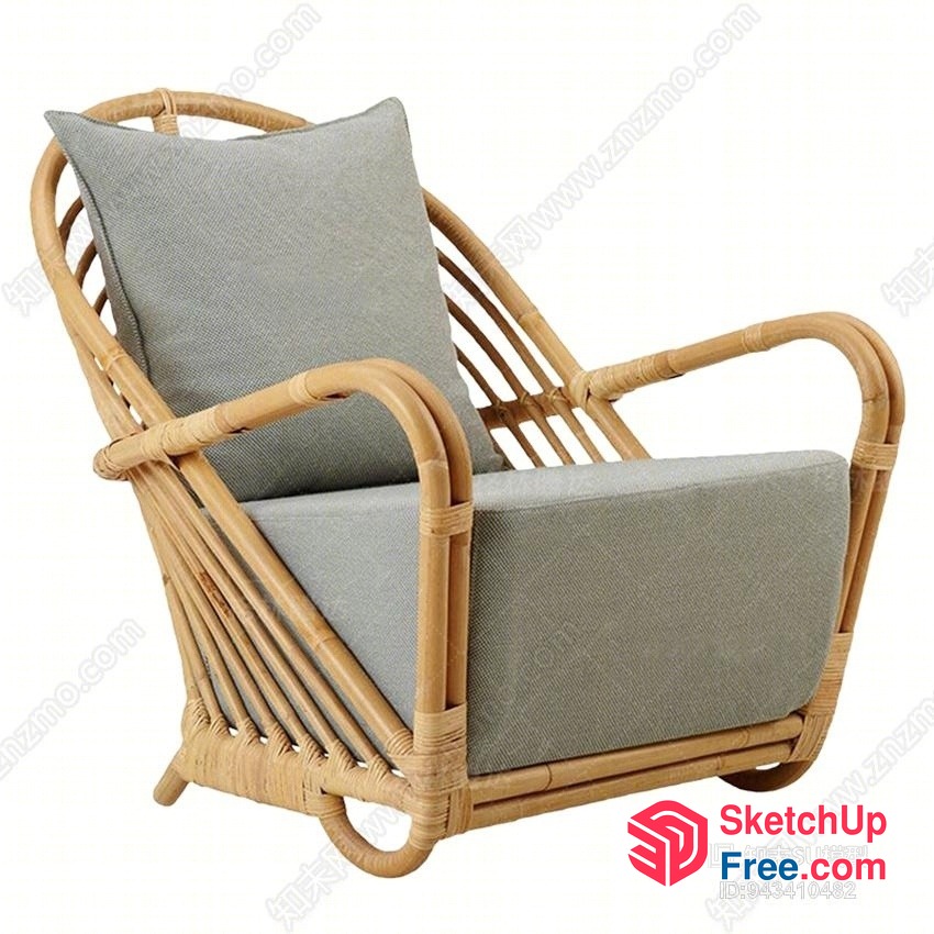 Elegant And Comfortable Rattan Armchair 3D SketchUp File