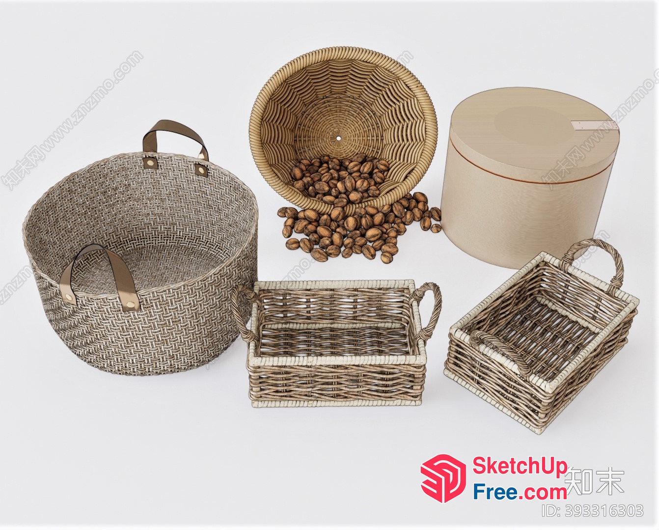 Wicker Baskets And Storage Containers 3D SketchUp File