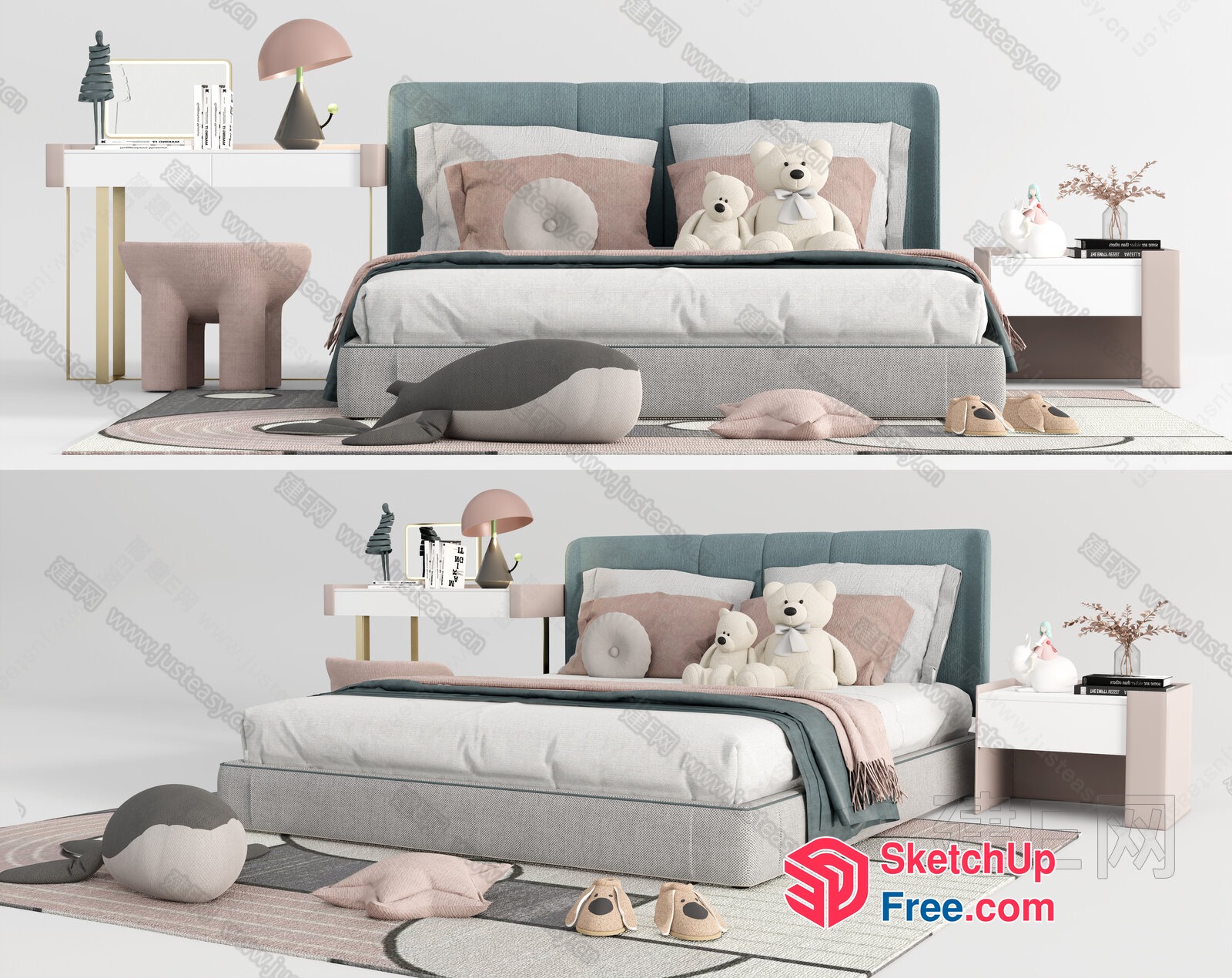 Modern Kids Bedroom Furniture Collection 3D SketchUp File