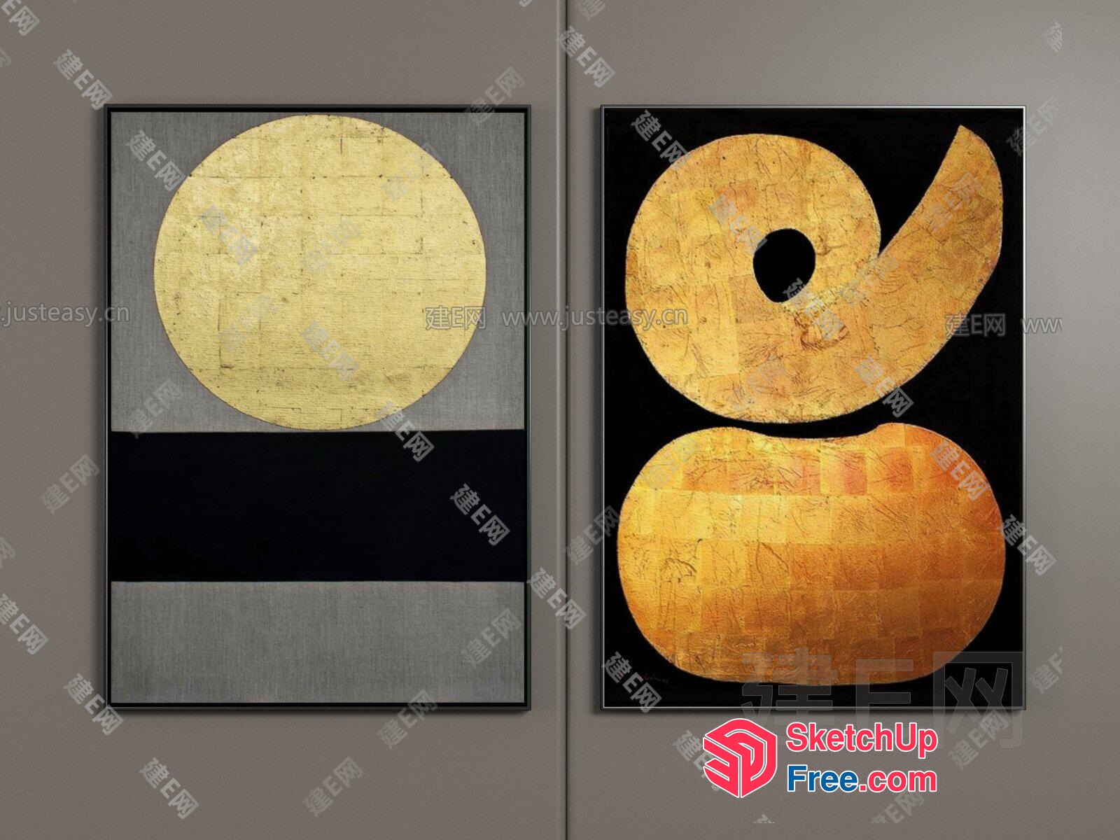 Gold And Black Geometric Artwork 3D SketchUp File