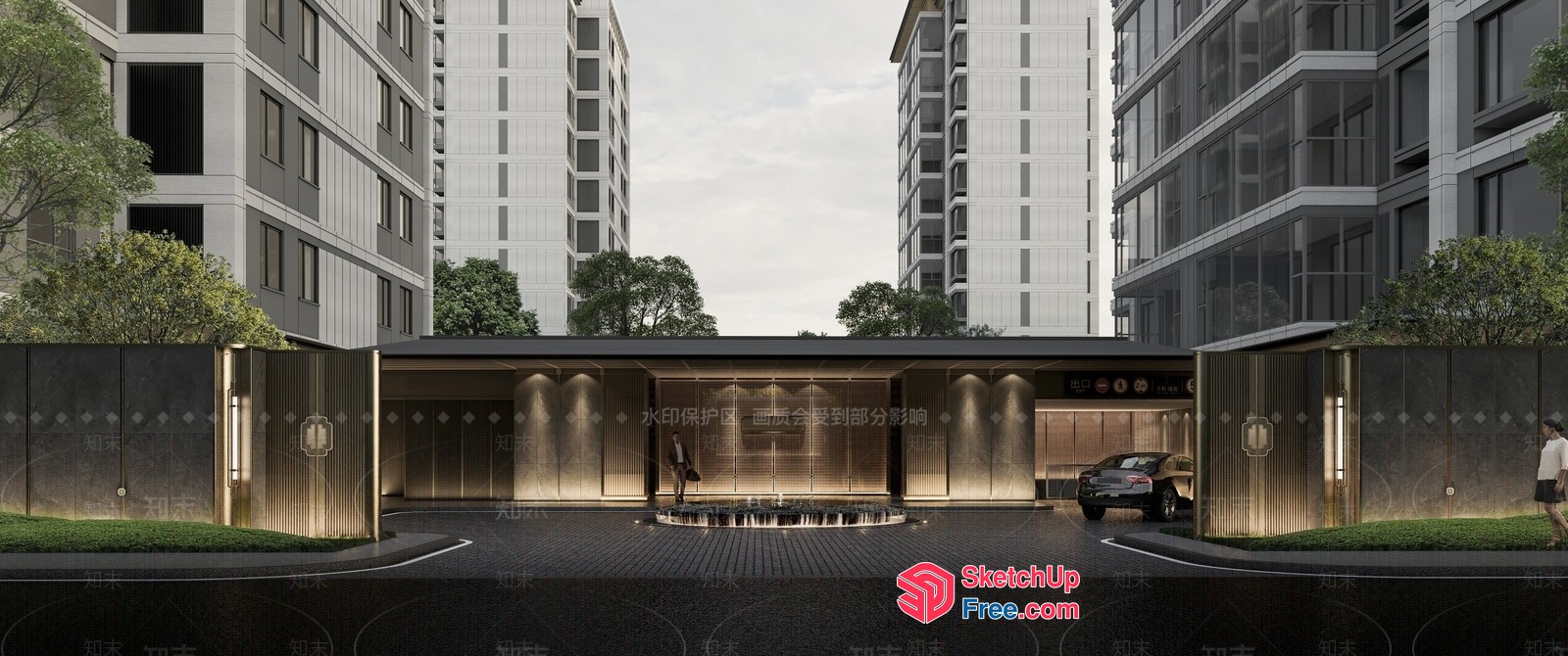 Modern Apartment Entrance With Elegant Lighting 3D SketchUp File