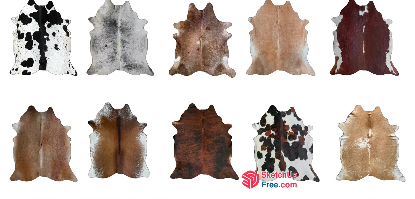 8X9 Foot Brown And Black Cowhide Rug 3D SketchUp File