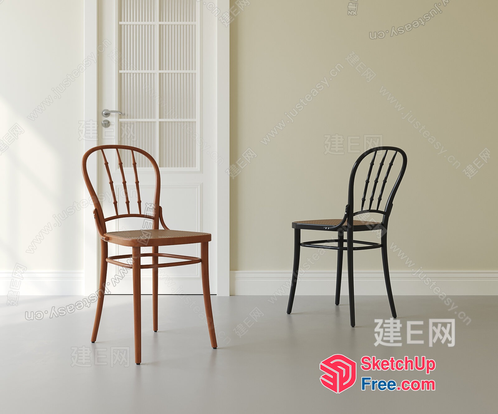 Two Chairs In A Neutral Room 3D SketchUp File
