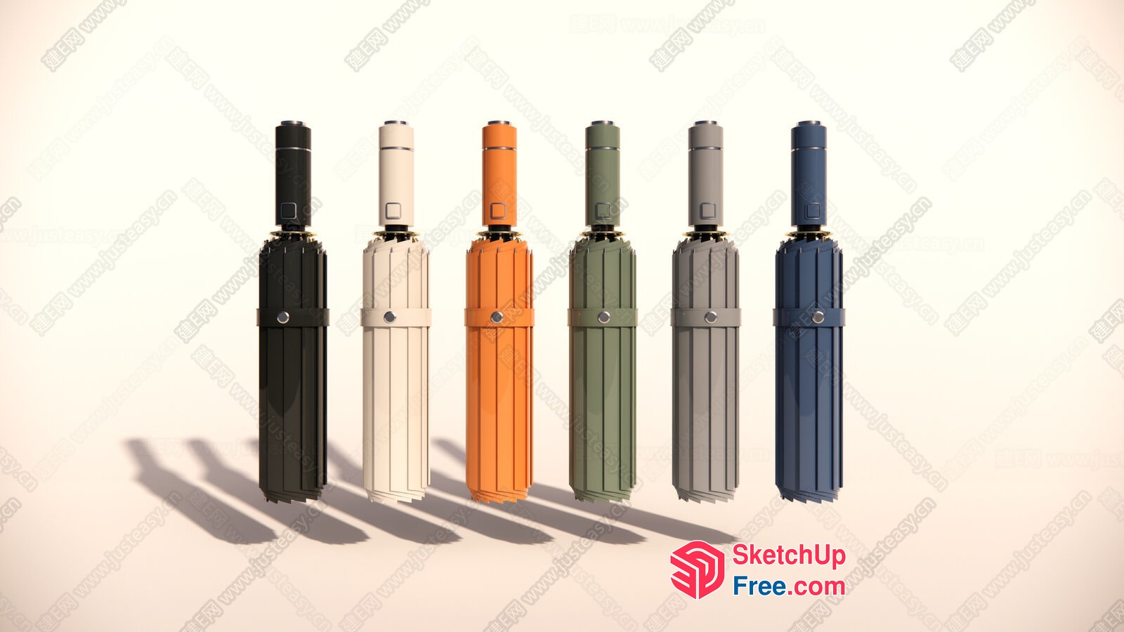 Wine Bottle Umbrellas In Various Colors 3D SketchUp File