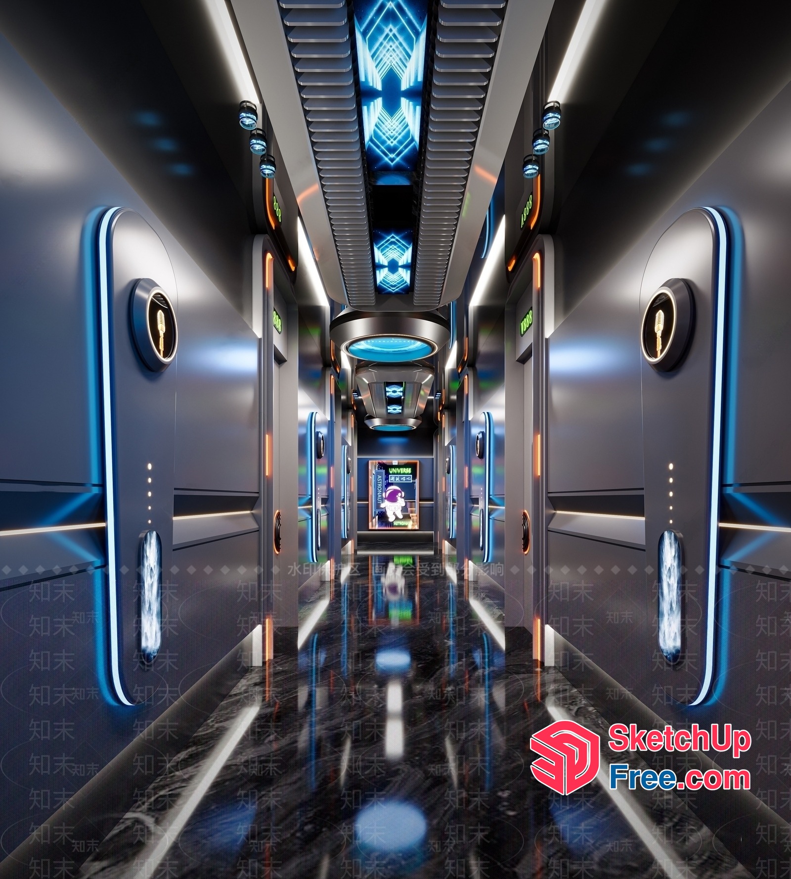 Futuristic Space Capsule Interior 3D SketchUp File