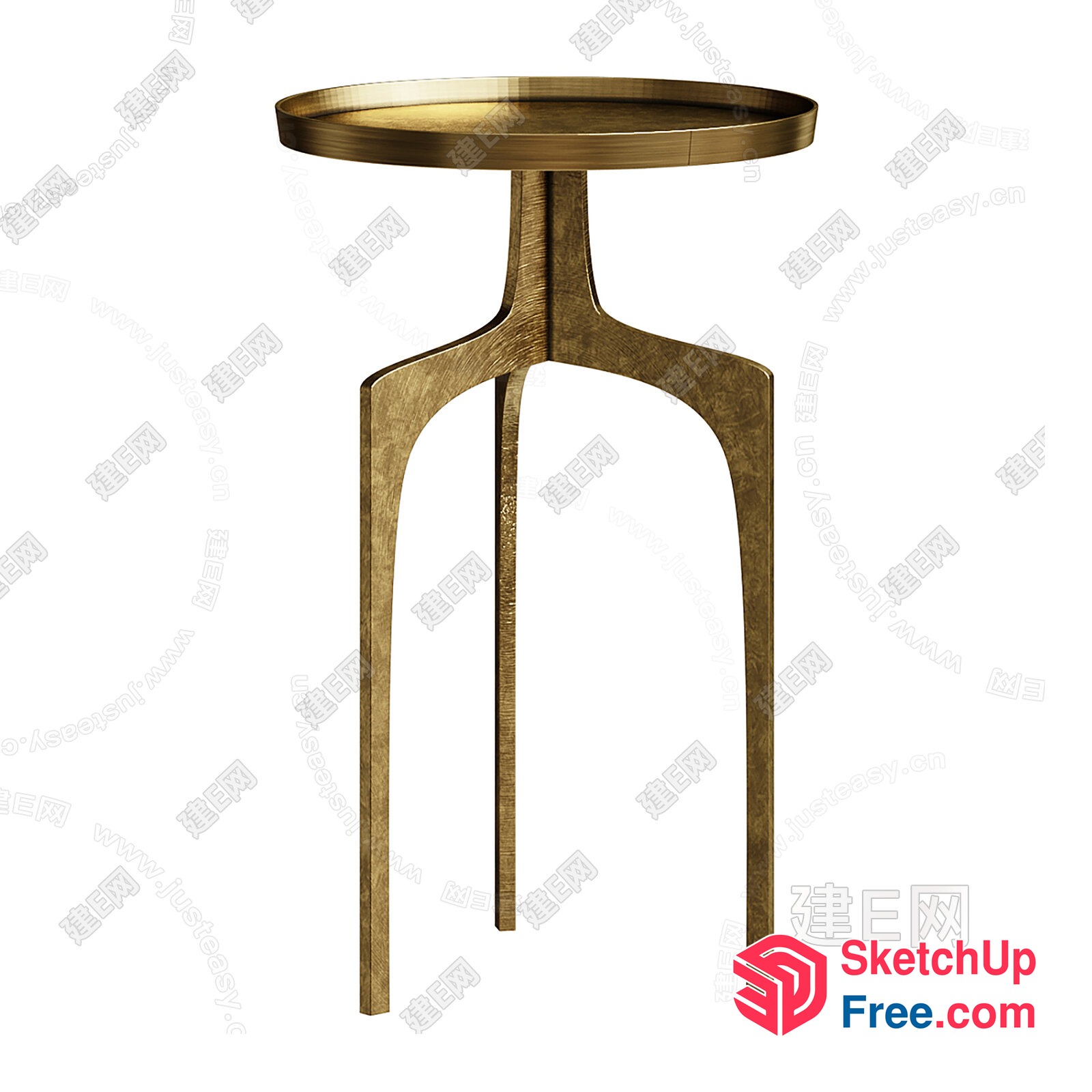 Ornate Golden Pedestal Table 3D SketchUp File