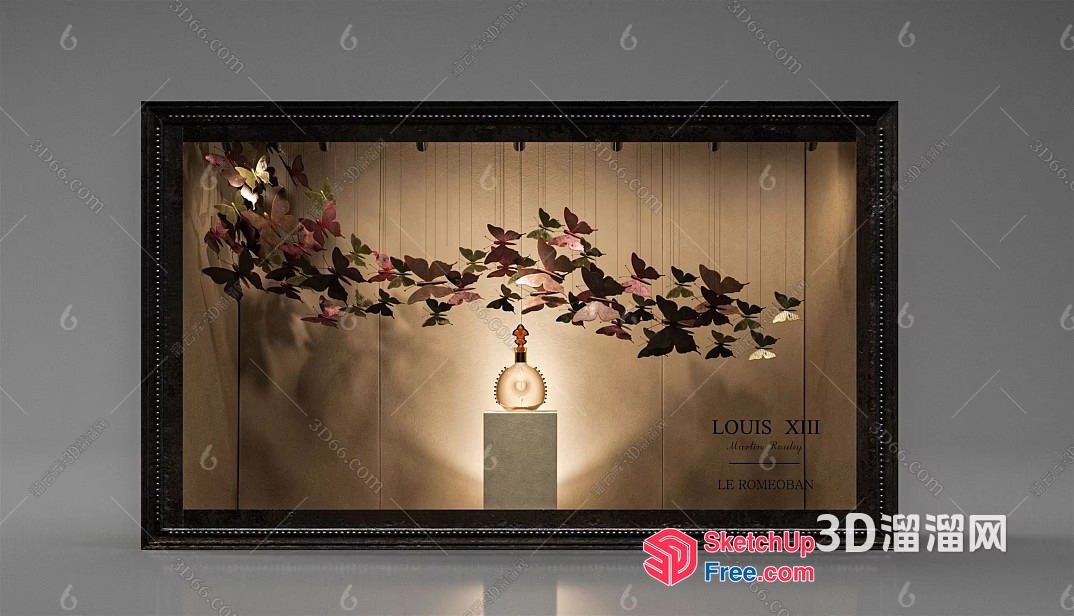 Elegant Display Of Perfume Bottle And Floral Arrangement 3D SketchUp File