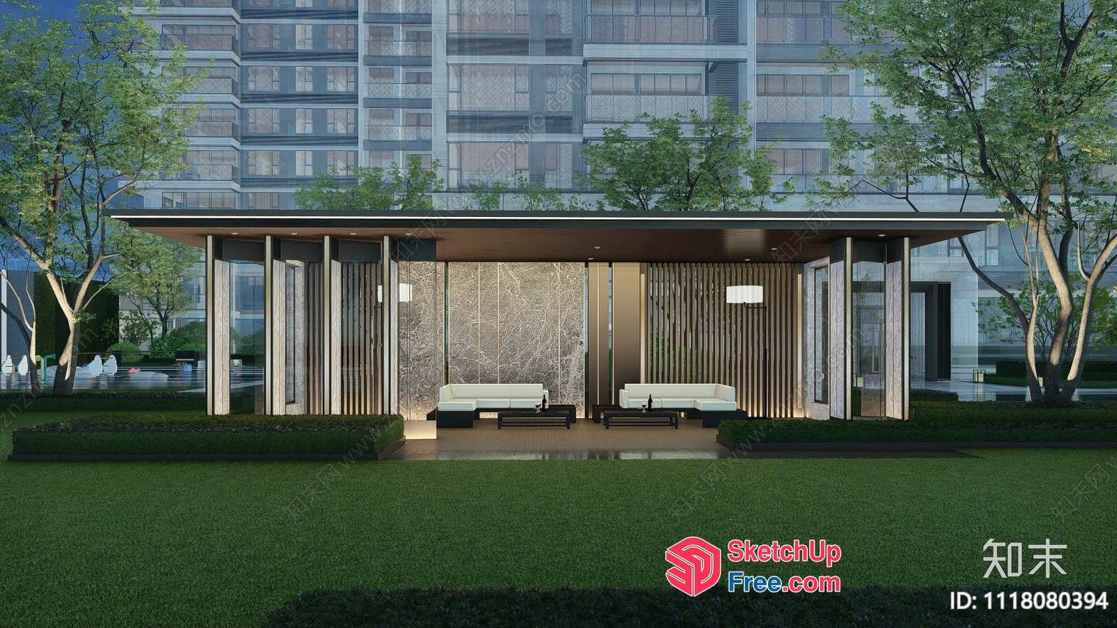 Modern Residential Building Entrance 3D SketchUp File