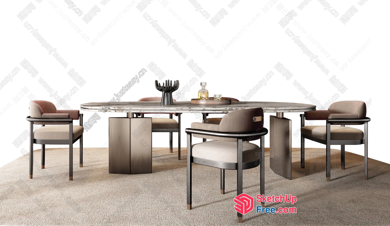 Modern Minimalist Dining Room Setting With Elegant Chairs 3D SketchUp File