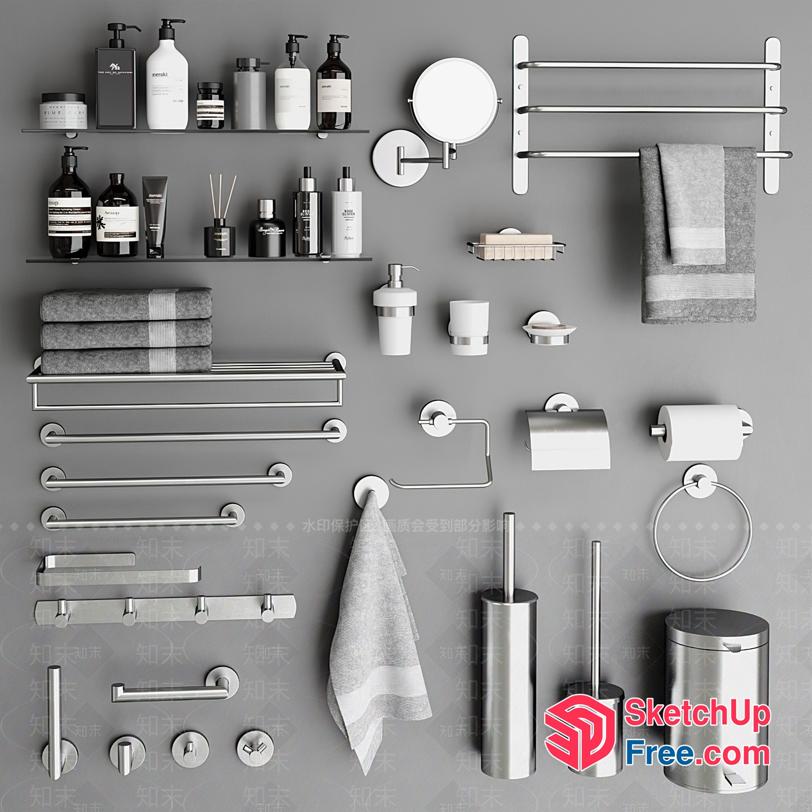 Modern Bathroom Accessories Collection 3D SketchUp File