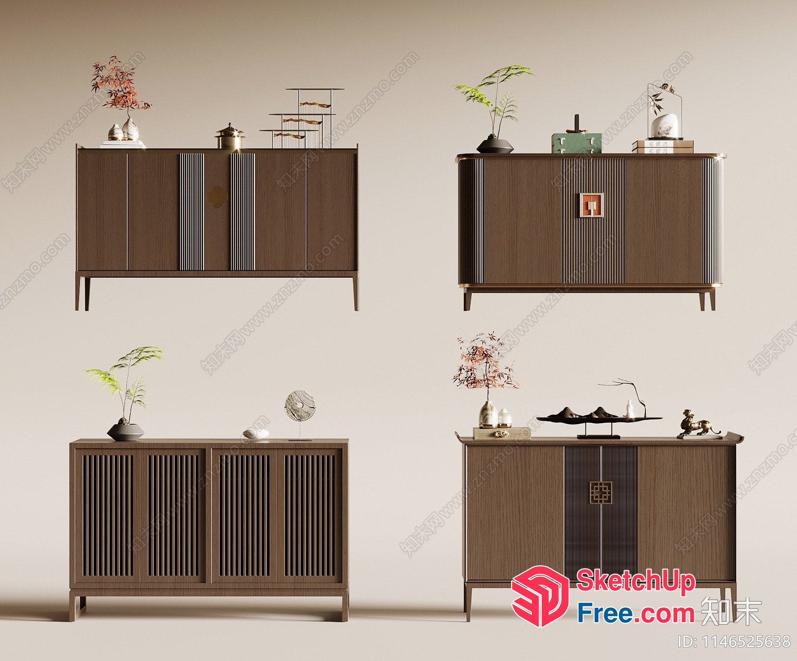 Elegant Modern Japanese Style Sideboards 3D SketchUp File